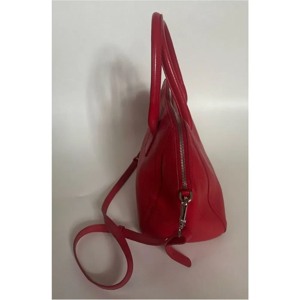 Furla Alice Pebbled Leather Satchel Handbag ~Removable Crossbody Strap in Red